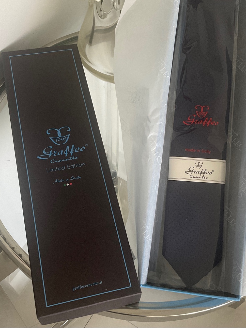NIB Graffeo Limited Edition Navy Textured Tie - Made in Sicily